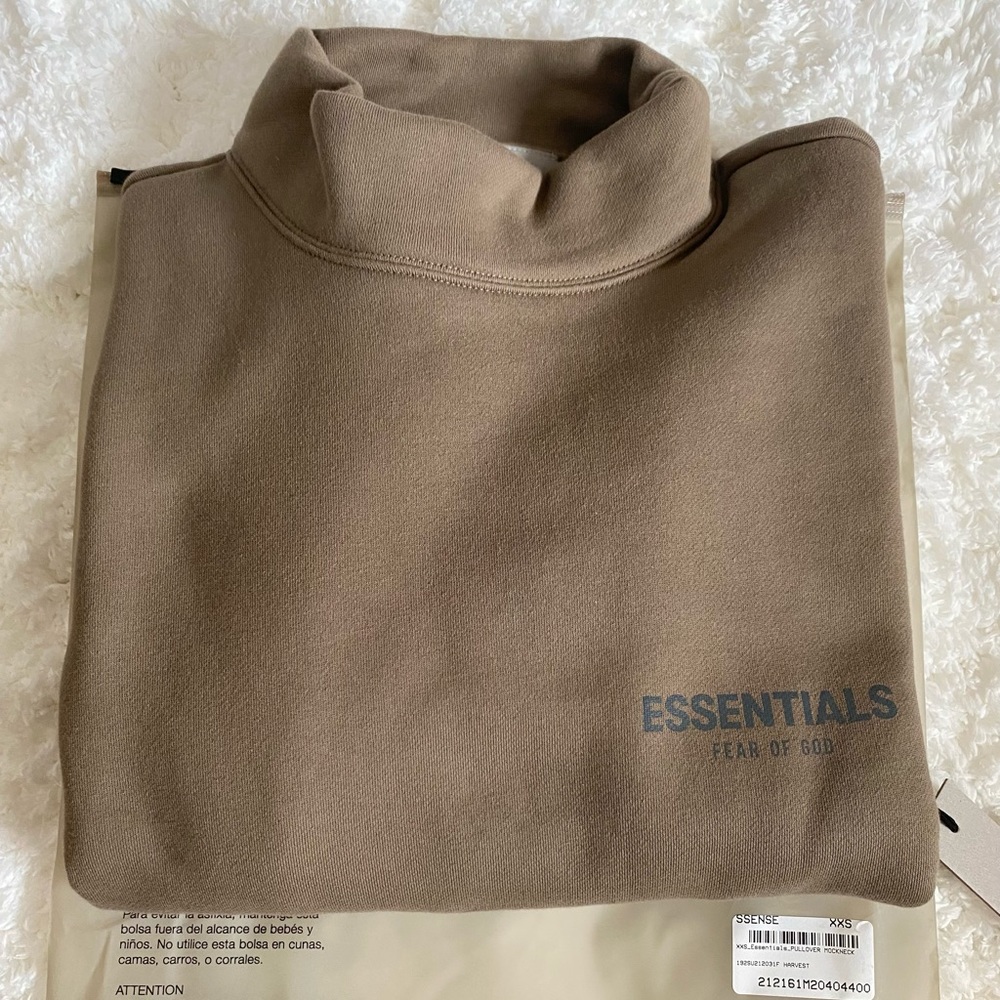 ESSENTIALS Authentic Unisex 
Taupe Pullover Mock Neck Sweatshirt